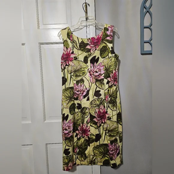 Talbots Yellow and Pink Floral Midi Dress - Picture 3 of 6